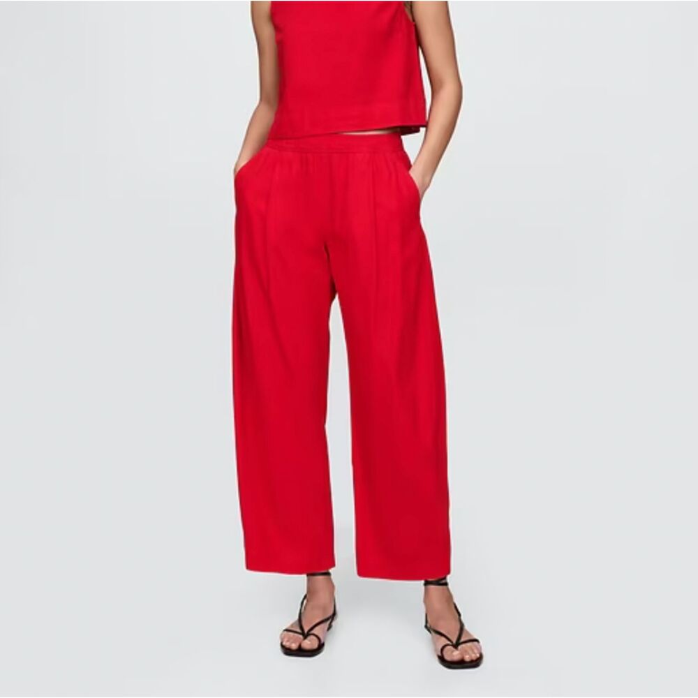 GAP Mid Rise Linen-Blend Easy Pull-On Barrel Pants Size M VGUC Orig. $80